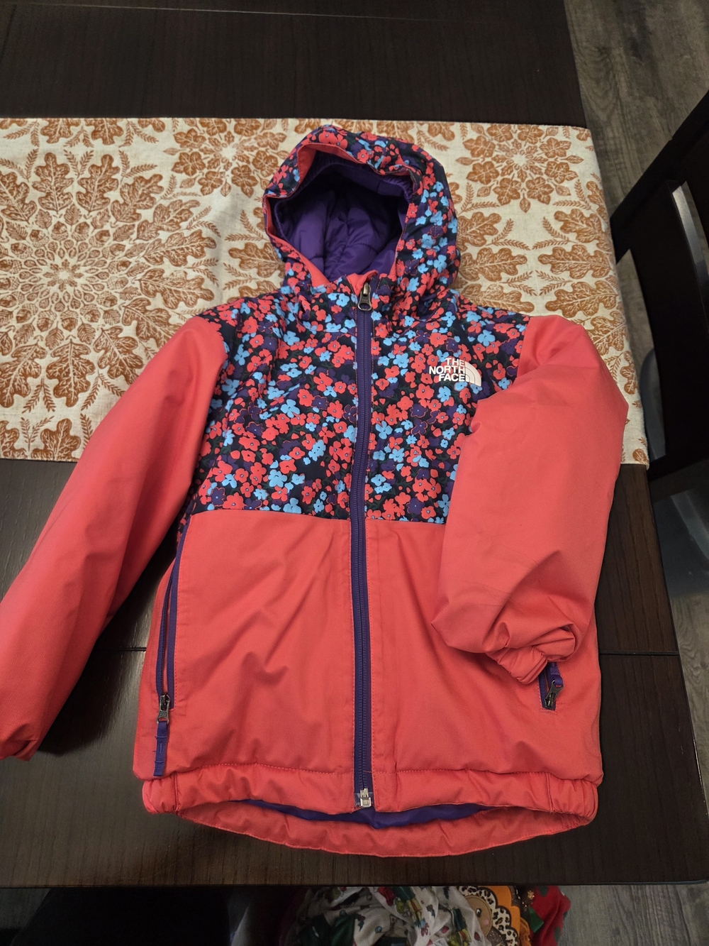 The North Face Girls' Pink And Purple Hooded Puffer